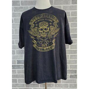 Speed Junkies Moto Club T-Shirt Mens 3XL Black Acid Wash Biker Skull Hot Rod DOM